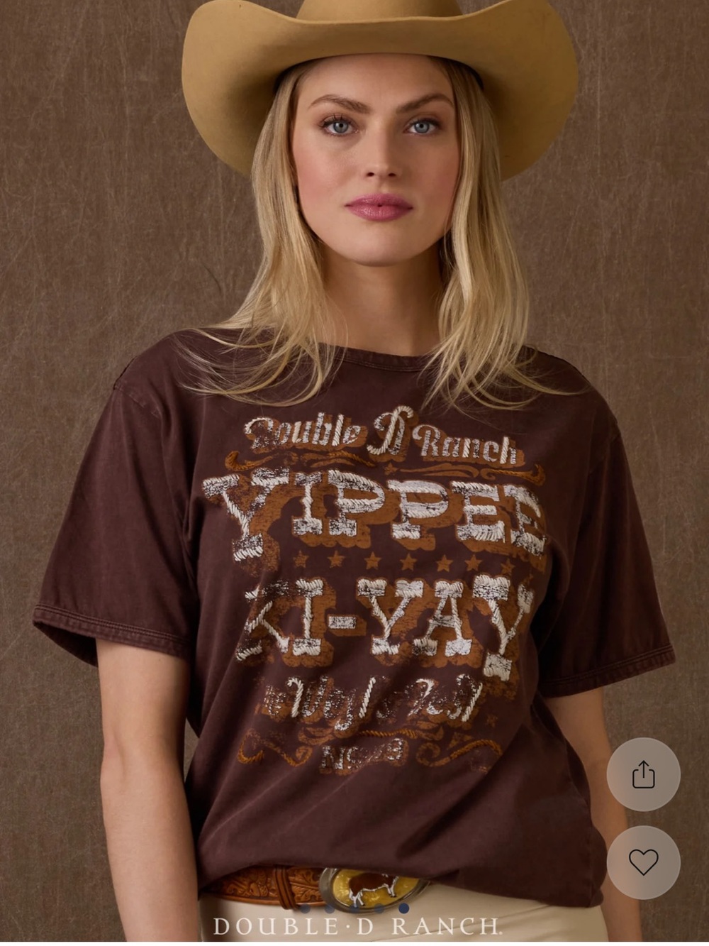 Double D Ranch Brown Short-Sleeve Graphic Tee with Western Print